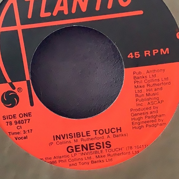 3/$20 Genesis “Invisible Touch” vintage vinyl 45rpm record - Picture 3 of 4